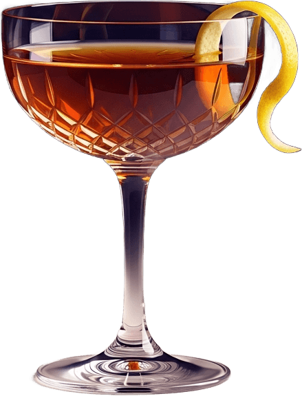 Crystal coupe with an amber cocktail